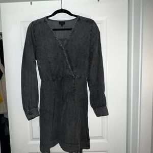 Black distressed denim dress